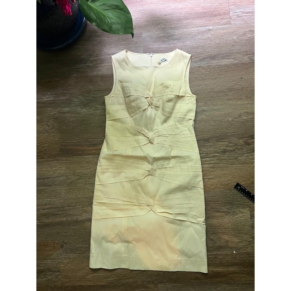 Off White J. Peterman Sz. 6 Cotton Shift Dress Grosgrain Ribbon Summer Cocktail